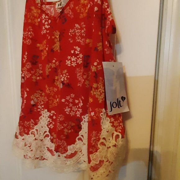 Jolt Red Flower Camisole Top, Sz L, New, Soft Cotton Polyester Blend - Picture 2 of 6